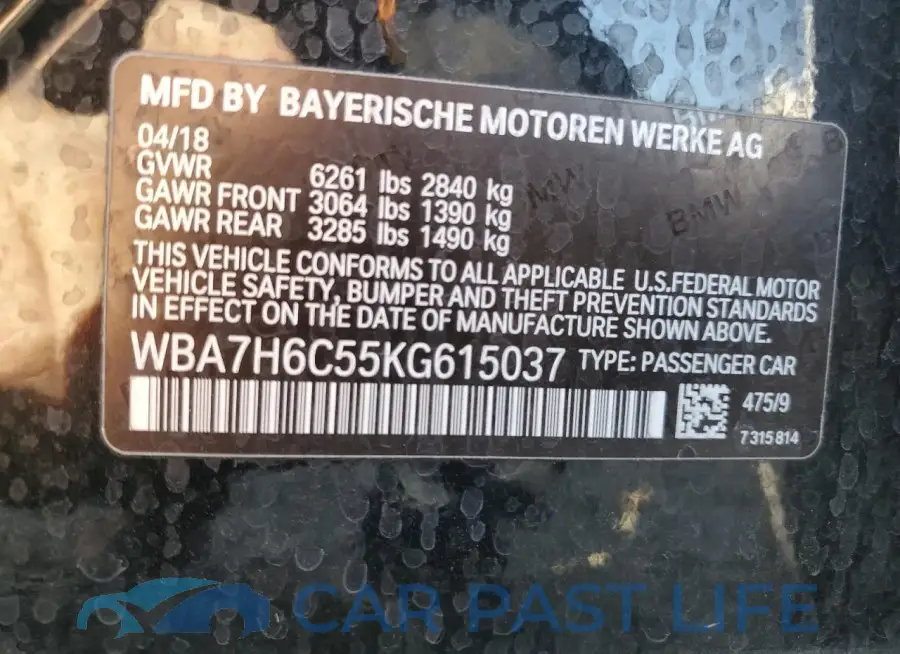 WBA7H6C55KG615037# 12