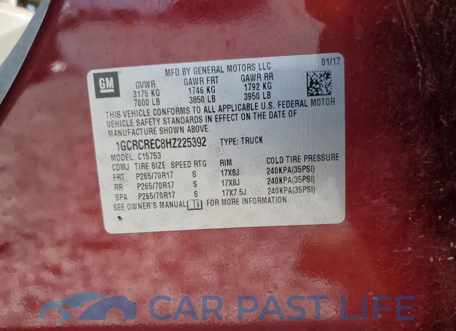 1GCRCREC8HZ225392# 12