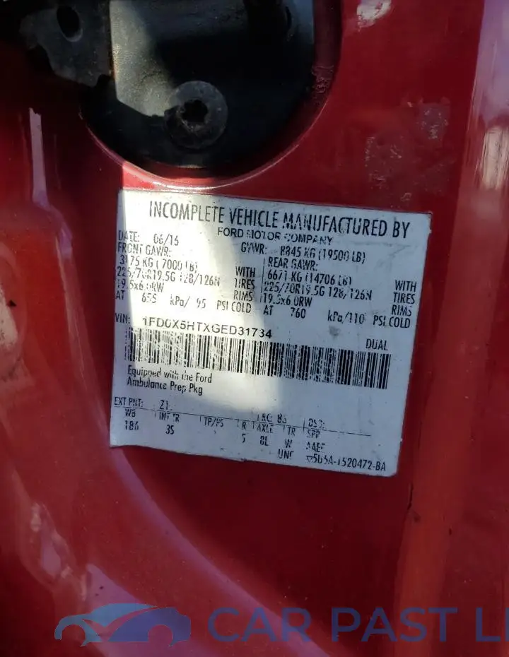1FD0X5HTXGED31734# 12