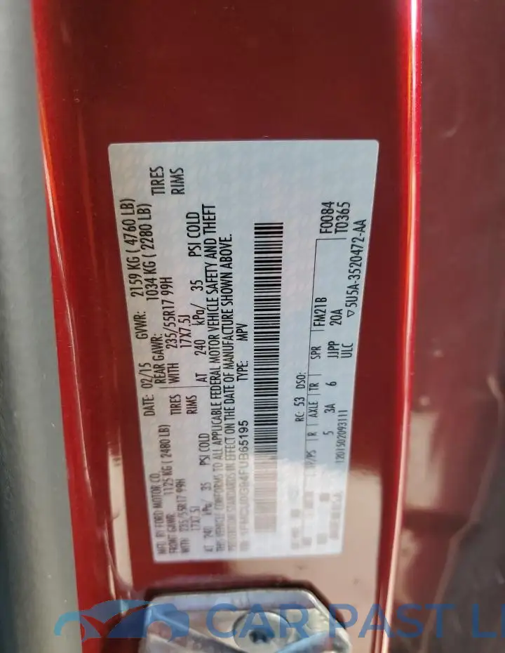1FMCU0G94FUB65195# 14