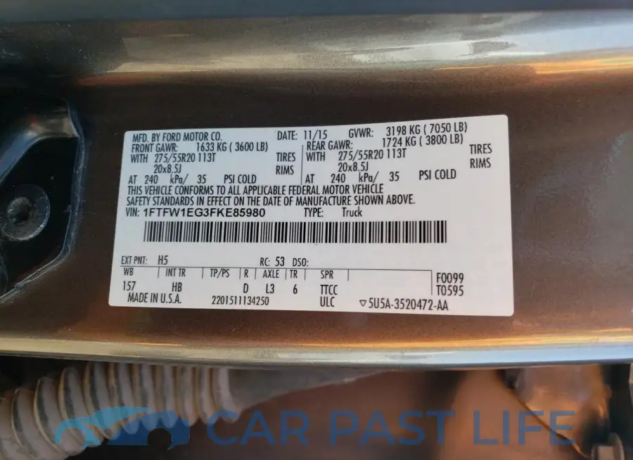 1FTFW1EG3FKE85980# 12