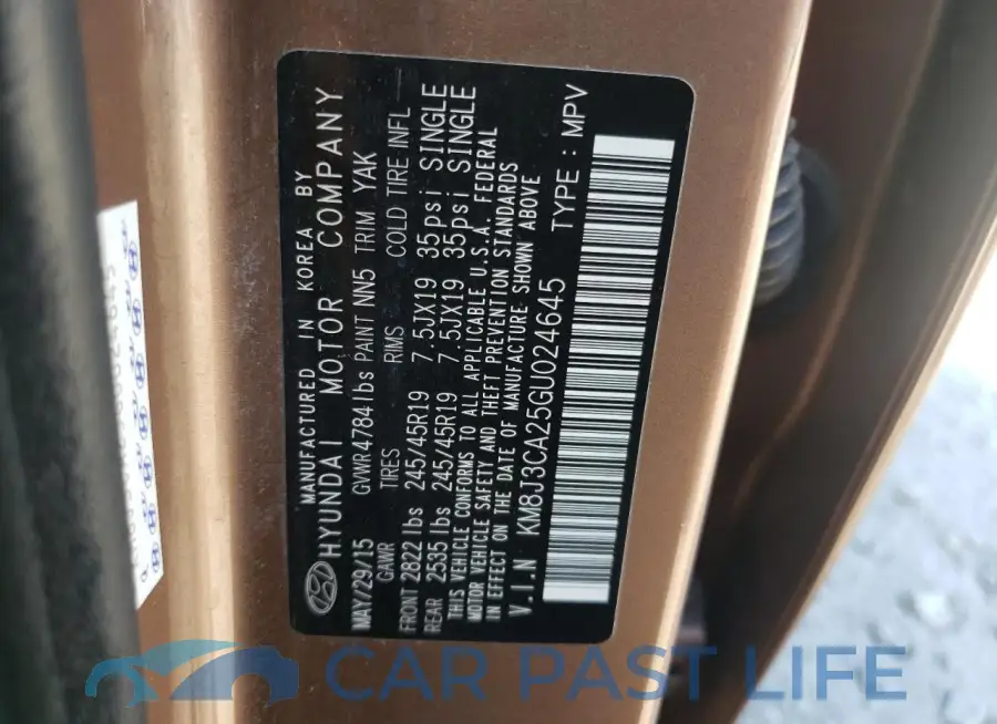 KM8J3CA25GU024645# 13