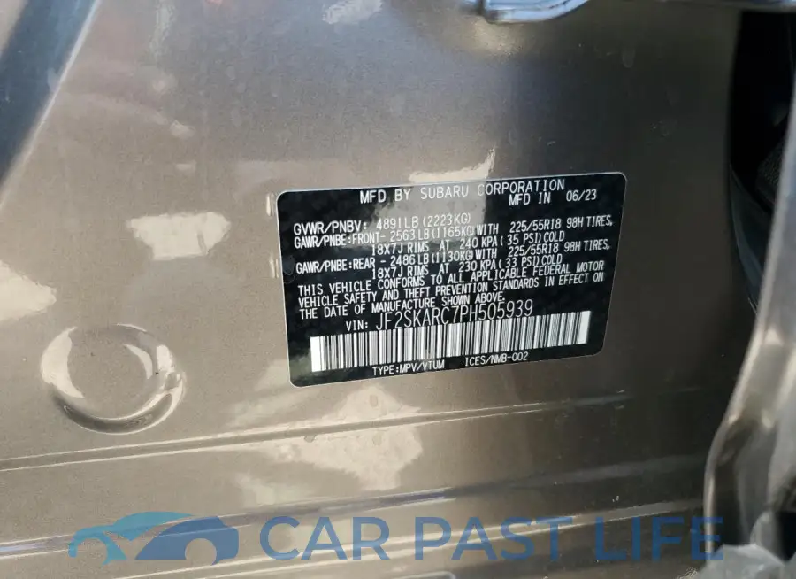 JF2SKARC7PH505939# 13