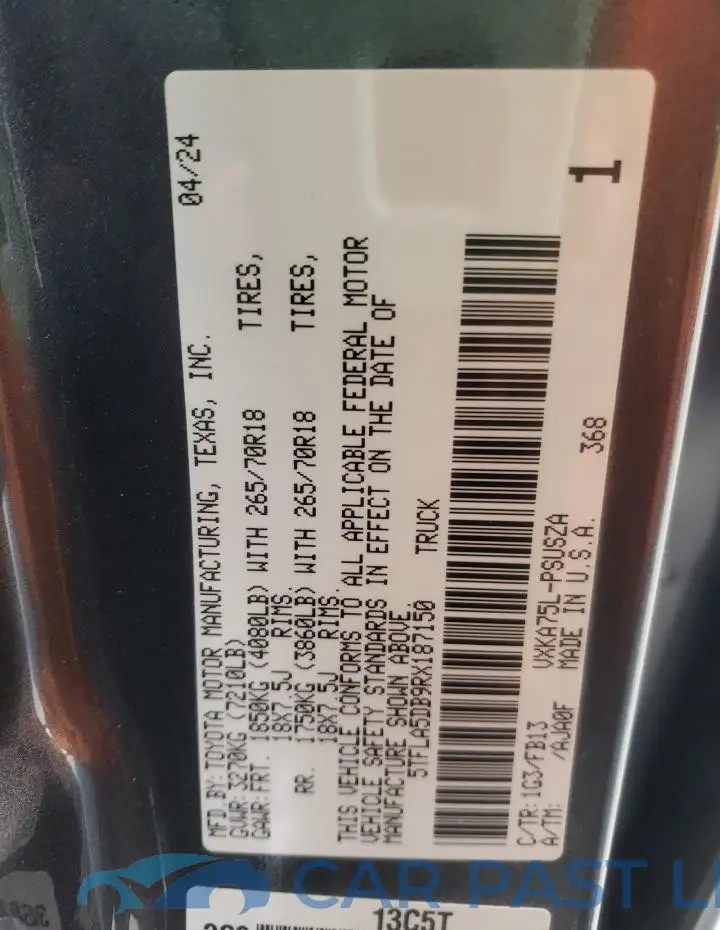 5TFLA5DB9RX187150# 13