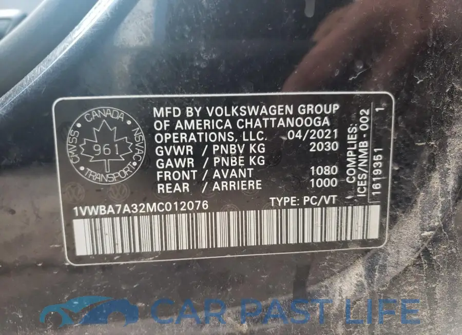 1VWBA7A32MC012076# 12