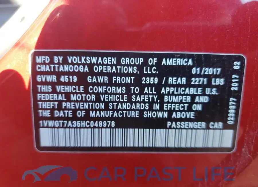 1VWGT7A35HC048978# 12