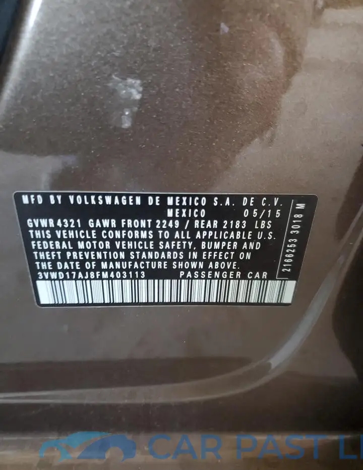 3VWD17AJ8FM403113# 12