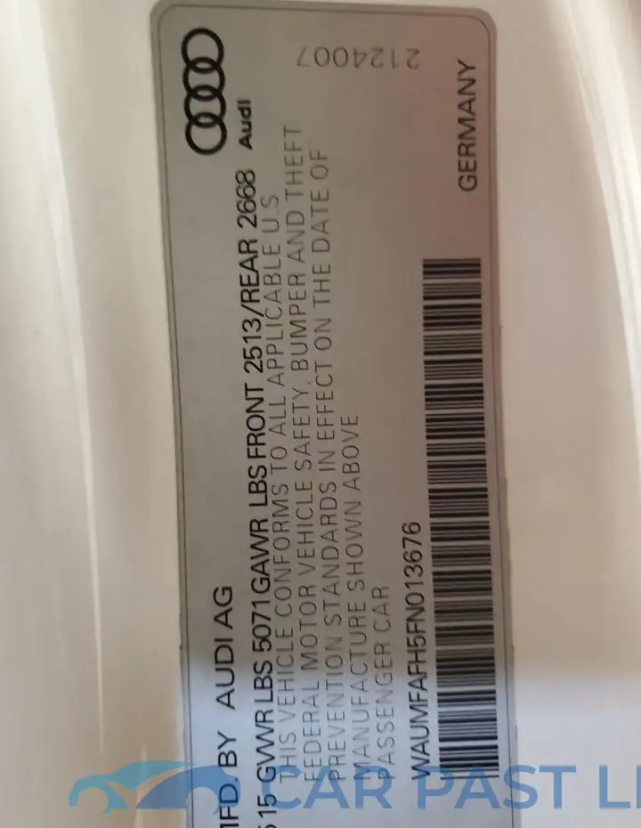 WAUMFAFH5FN013676# 13