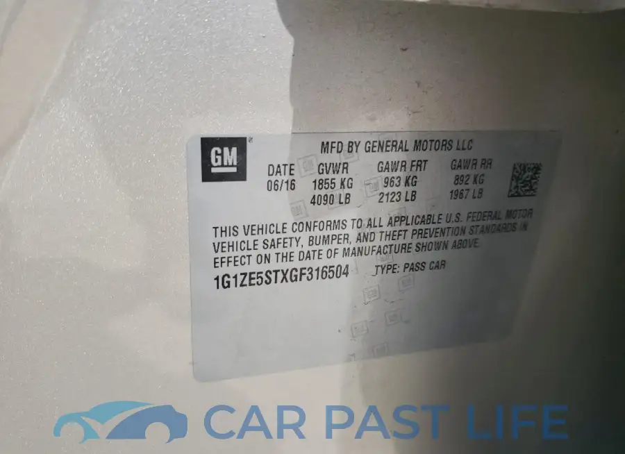 1G1ZE5STXGF316504# 10