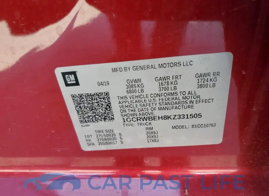 1GCRWBEH8KZ331505# 13