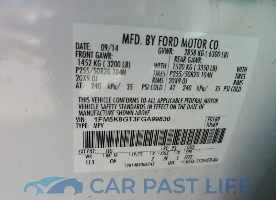 1FM5K8GT3FGA99830# 13