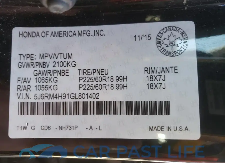 5J6RM4H91GL801402# 13