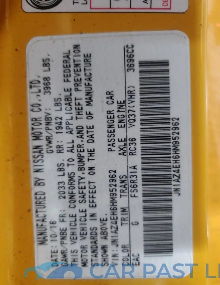 JN1AZ4EH6HM952962# 13