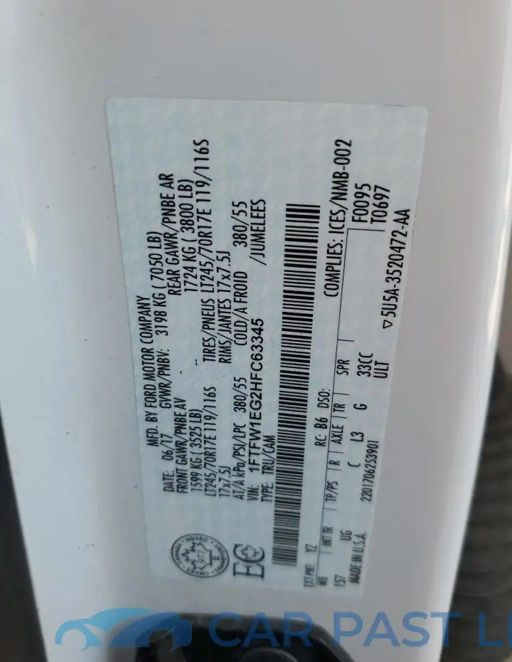 1FTFW1EG2HFC63345# 12