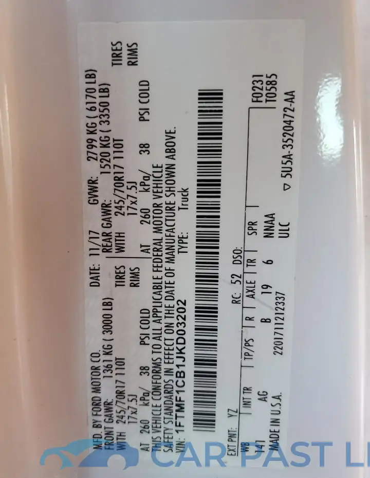 1FTMF1CB1JKD03202# 12