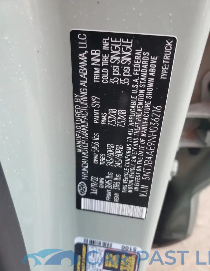5NTJB4AE9NH036216# 14