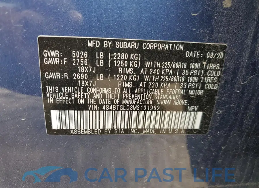 4S4BTGLD3M3101962# 13