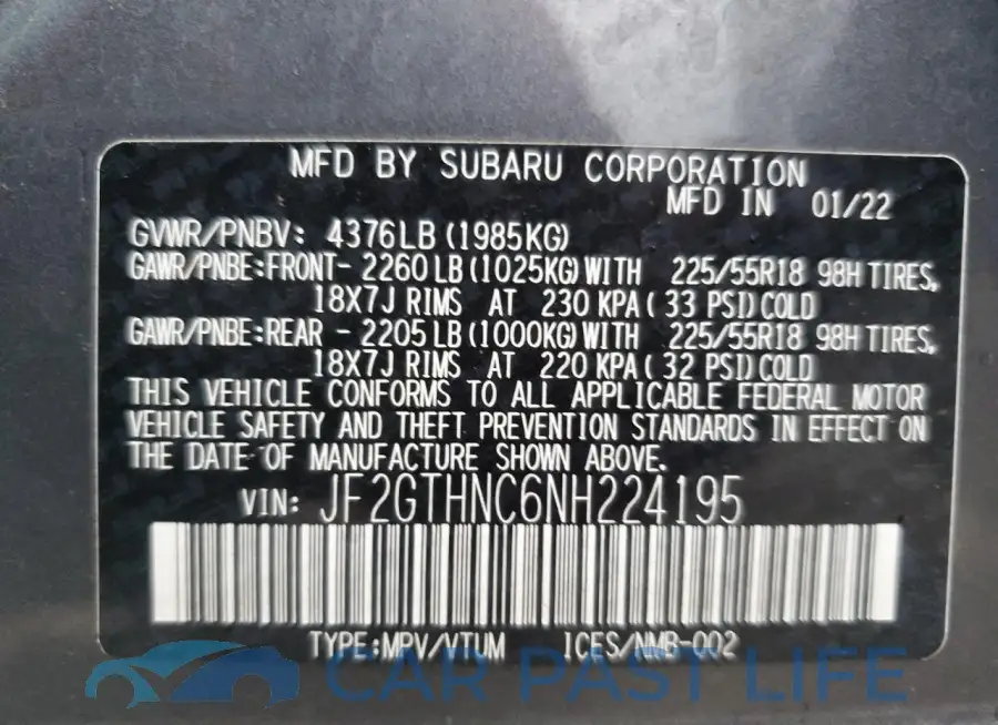 JF2GTHNC6NH224195# 13
