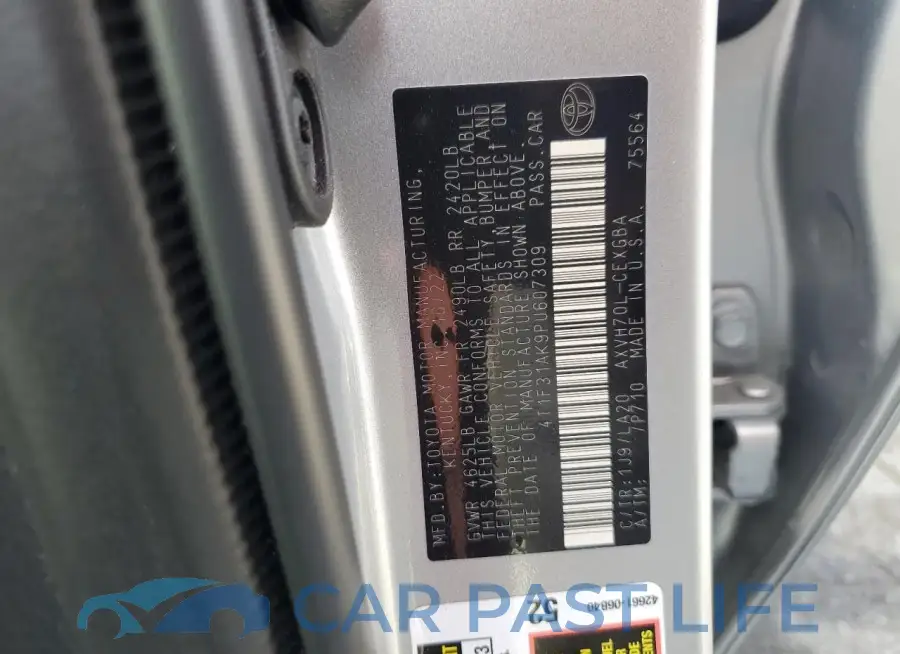 4T1F31AK9PU607309# 13