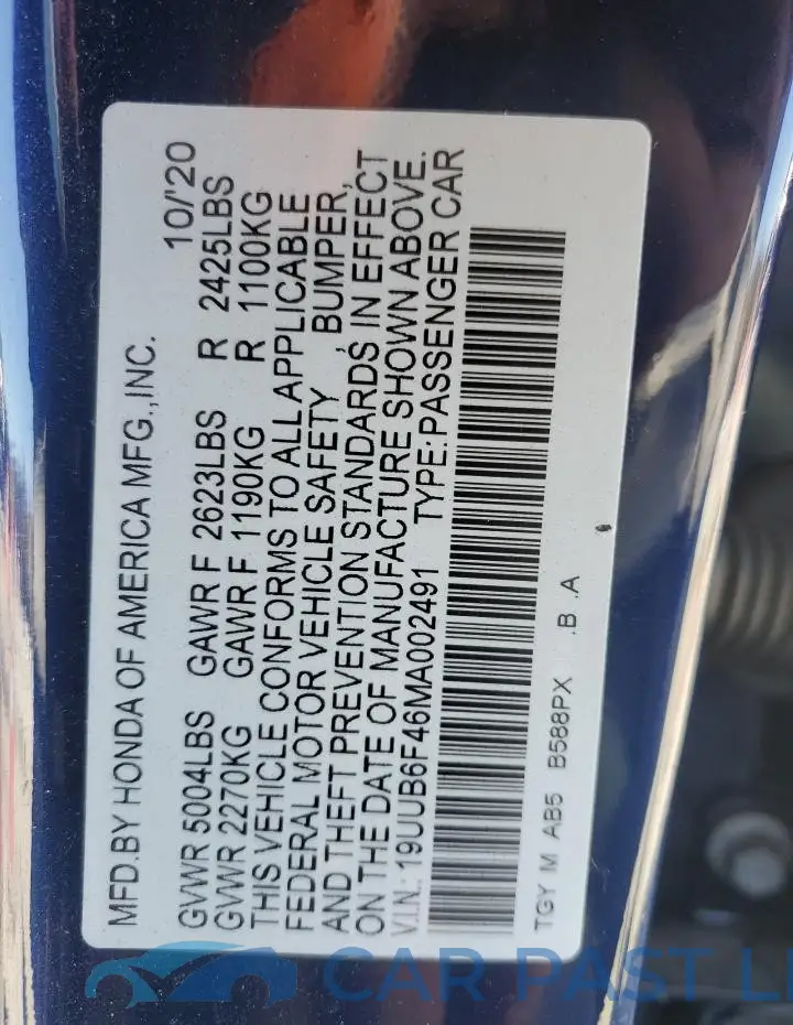 19UUB6F46MA002491# 12