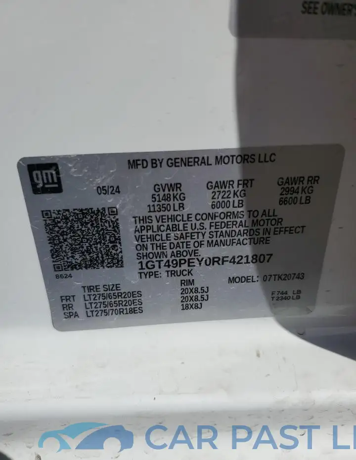 1GT49PEY0RF421807# 12