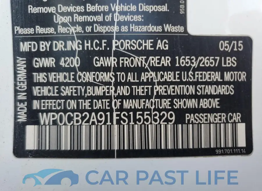 WP0CB2A91FS155329# 12