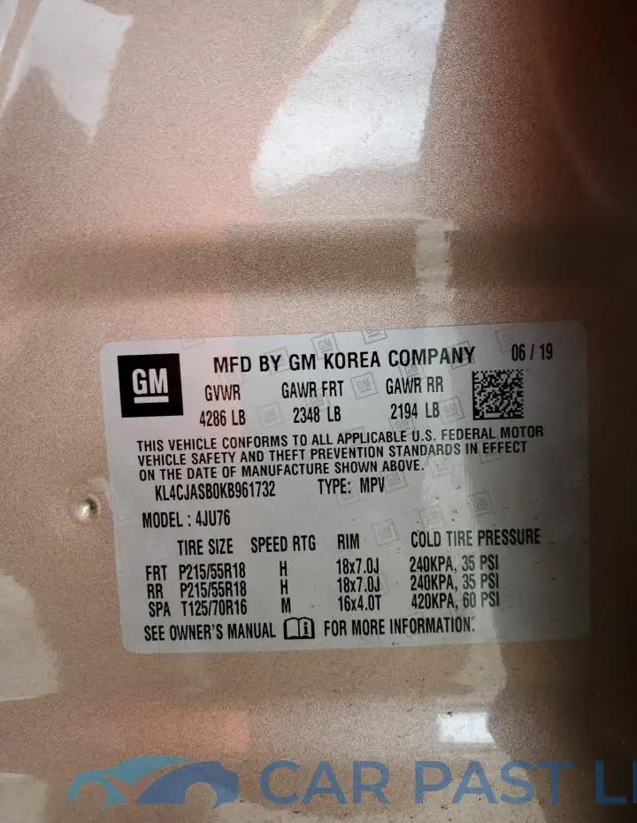 KL4CJASB0KB961732# 13