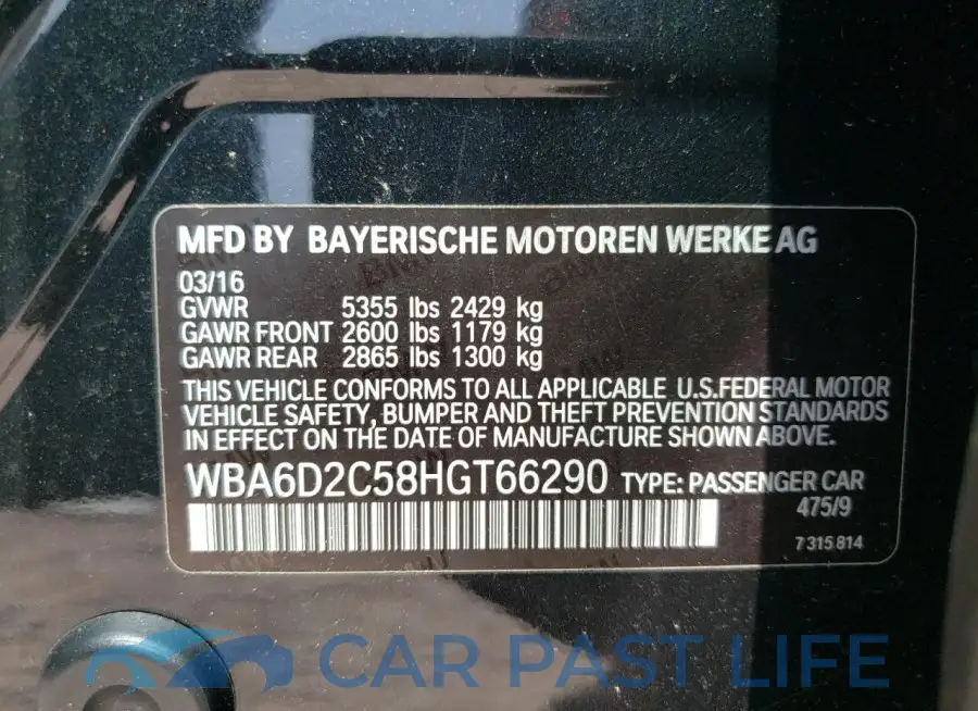 WBA6D2C58HGT66290# 12