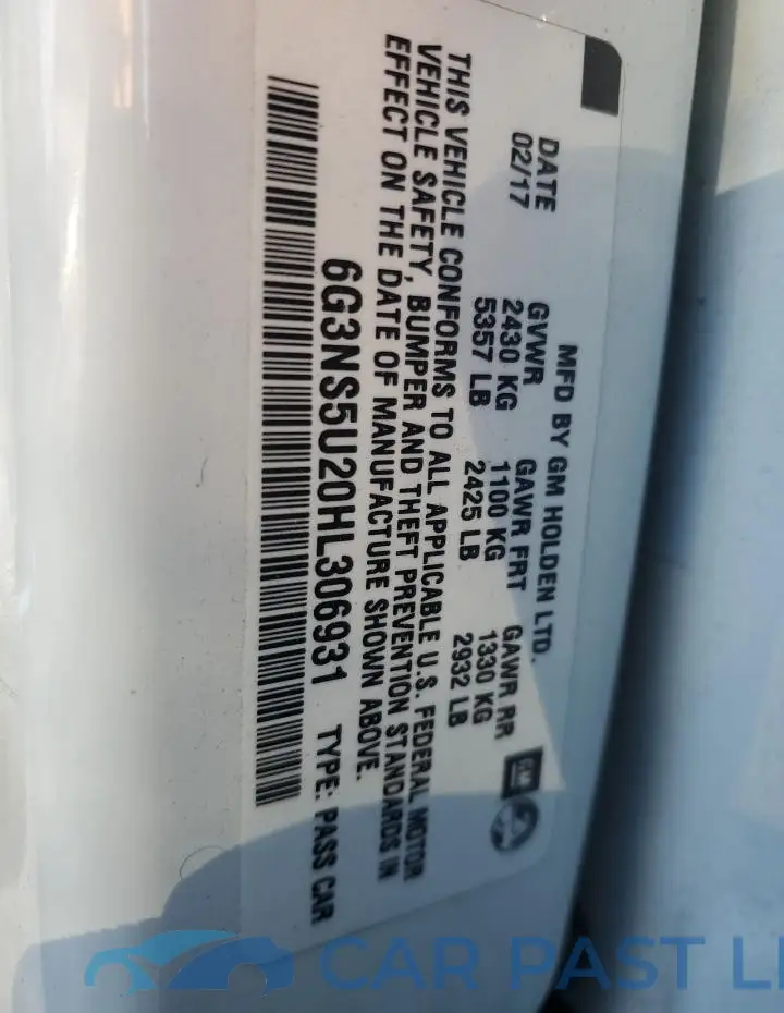 6G3NS5U20HL306931# 12
