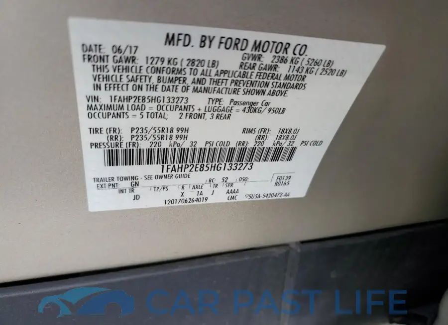 1FAHP2E85HG133273# 12