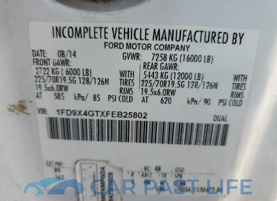 1FD9X4GTXFEB25802# 13