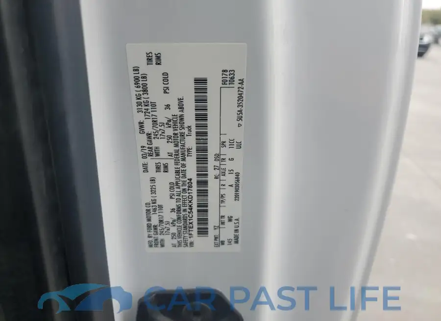 1FTEX1C54KKD17804# 12
