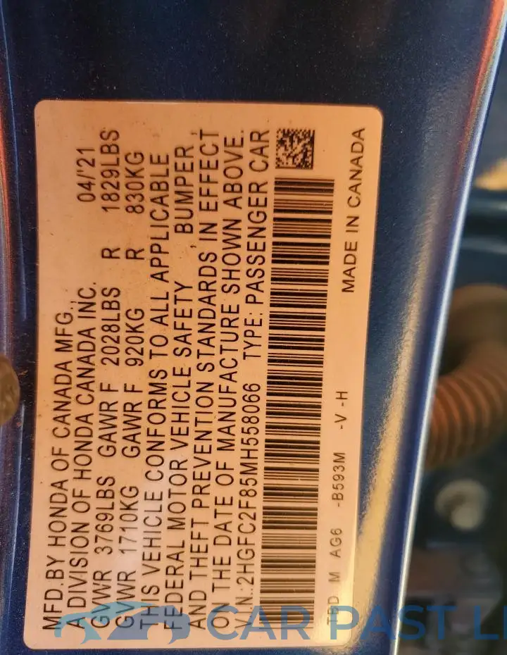 2HGFC2F85MH558066# 12