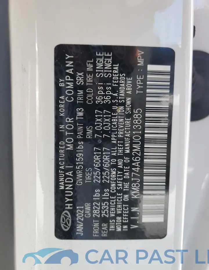KM8J74A62MU013885# 13