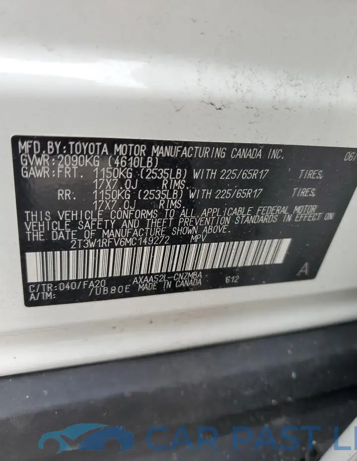 2T3W1RFV6MC149272# 14
