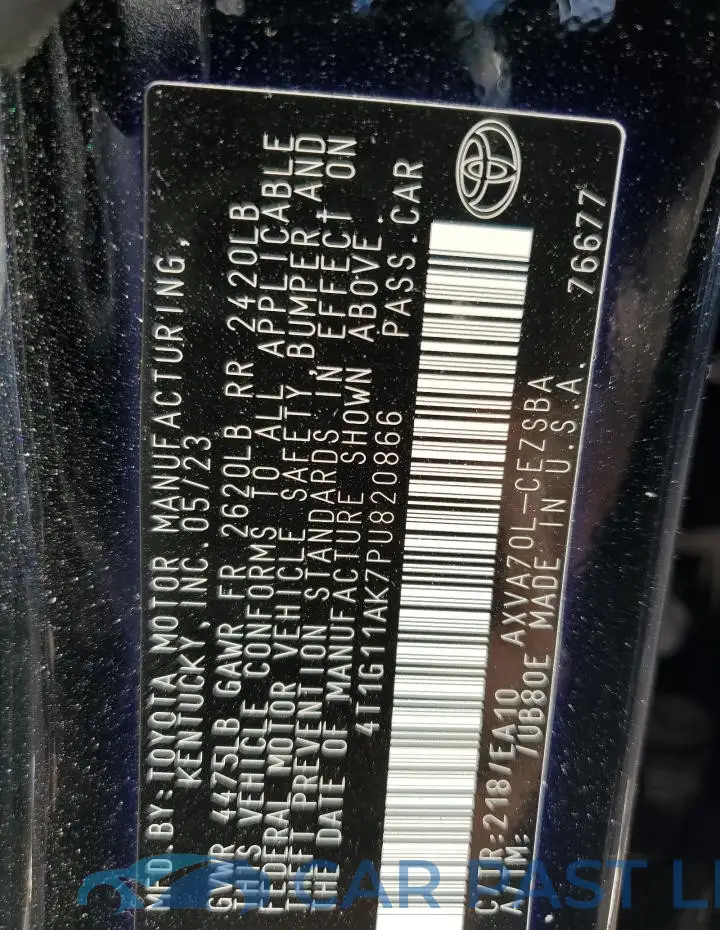 4T1G11AK7PU820866# 12