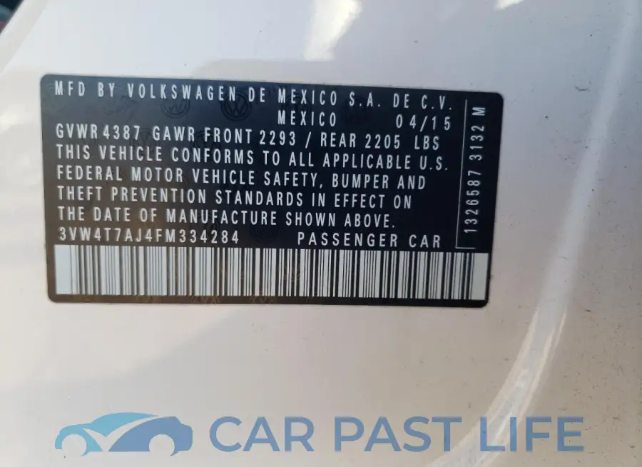 3VW4T7AJ4FM334284# 12