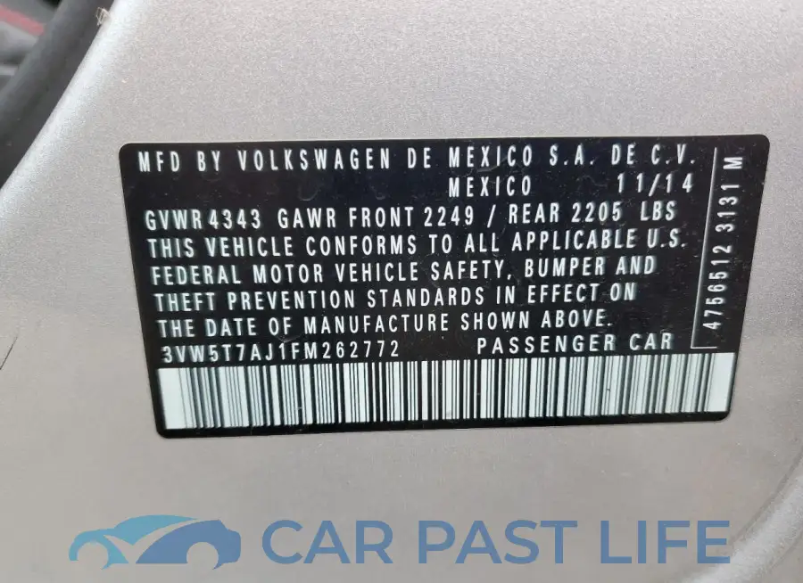 3VW5T7AJ1FM262772# 12