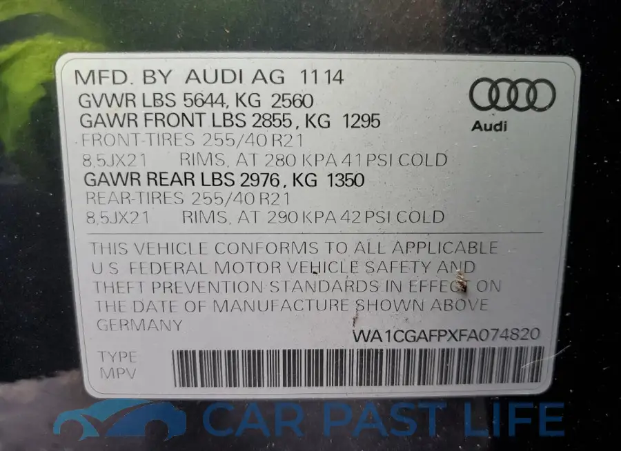 WA1CGAFPXFA074820# 12