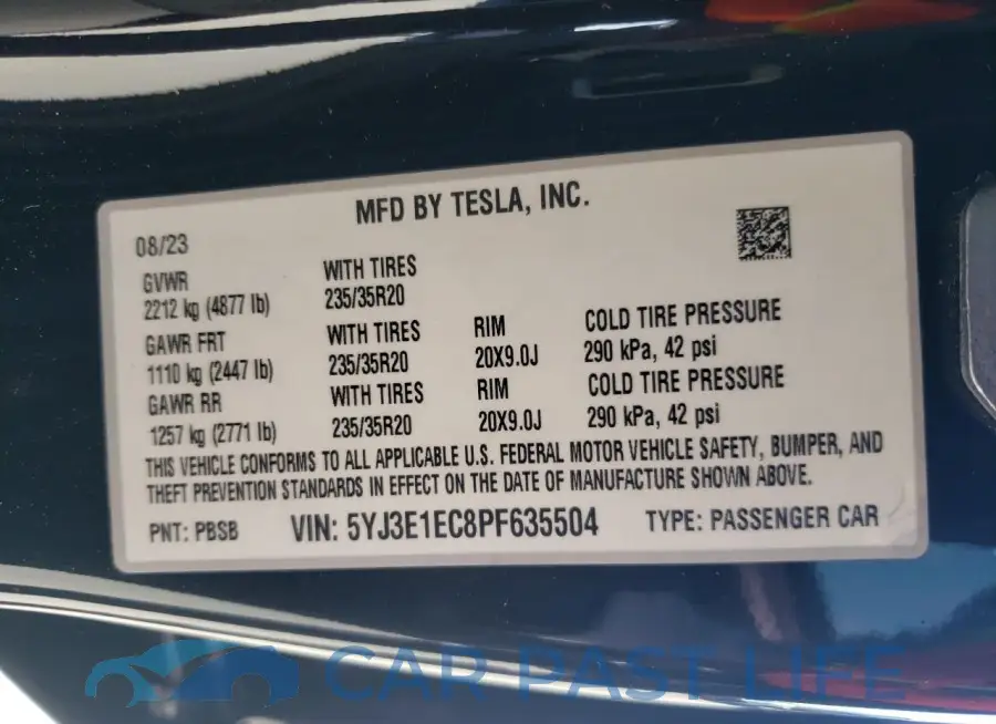 5YJ3E1EC8PF635504# 12