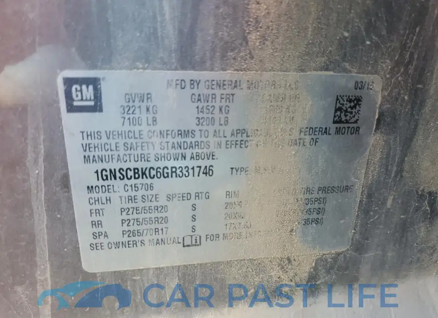 1GNSCBKC6GR331746# 13