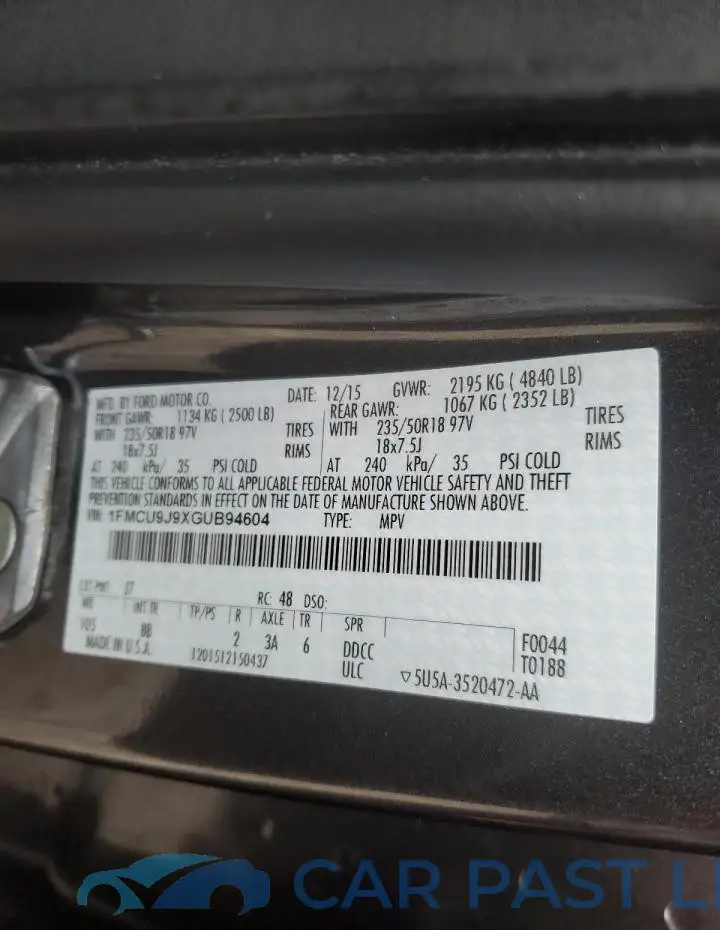 1FMCU9J9XGUB94604# 12