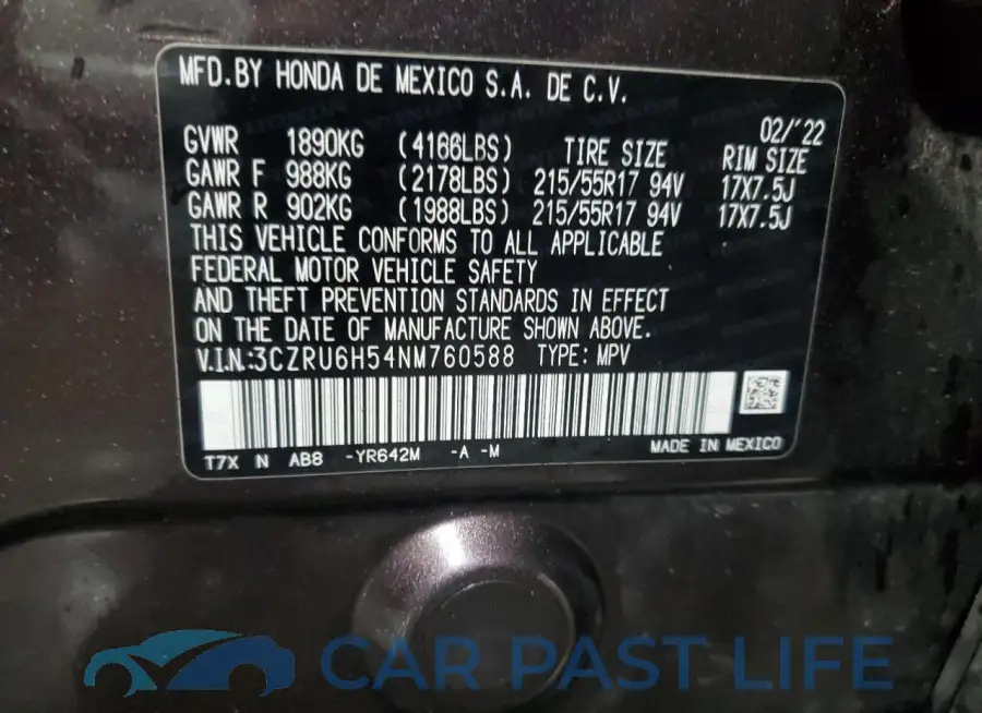 3CZRU6H54NM760588# 14