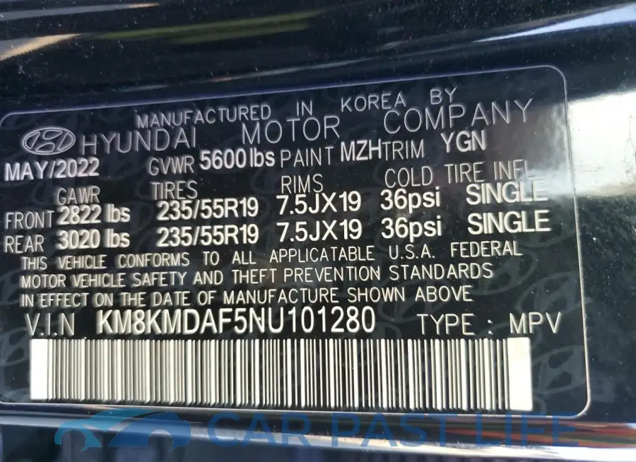 KM8KMDAF5NU101280# 12