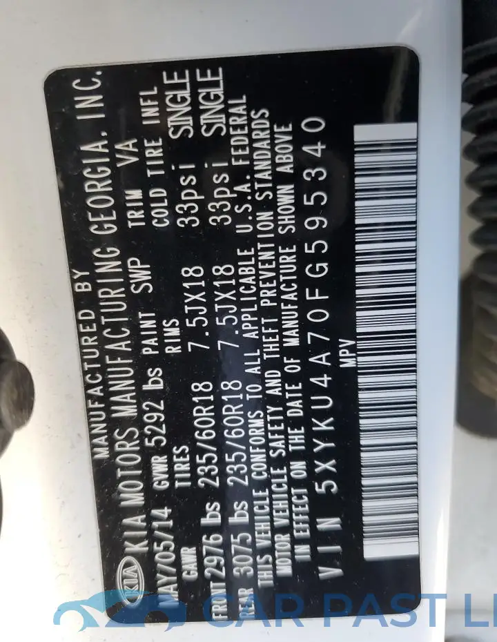 5XYKU4A70FG595340# 13