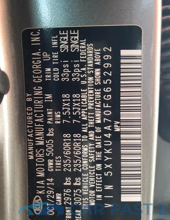 5XYKU4A70FG652992# 14