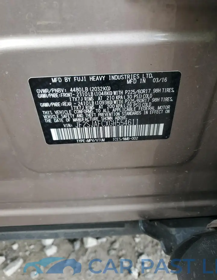 JF2SJAFCXGH554611# 13
