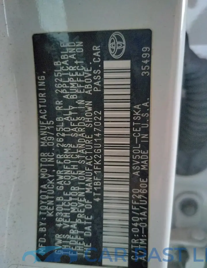 4T1BF1FK2GU147022# 13