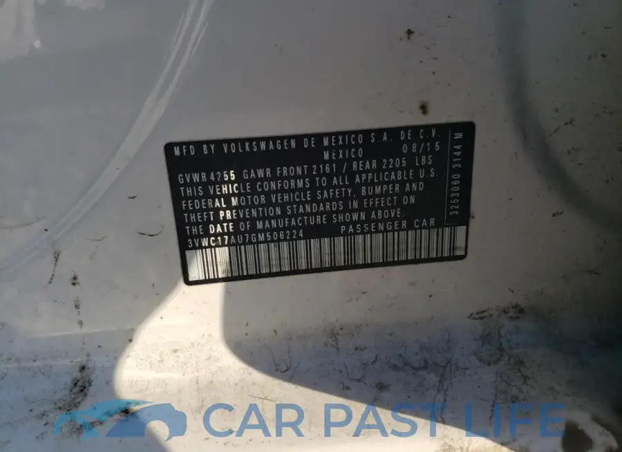 3VWC17AU7GM506224# 12