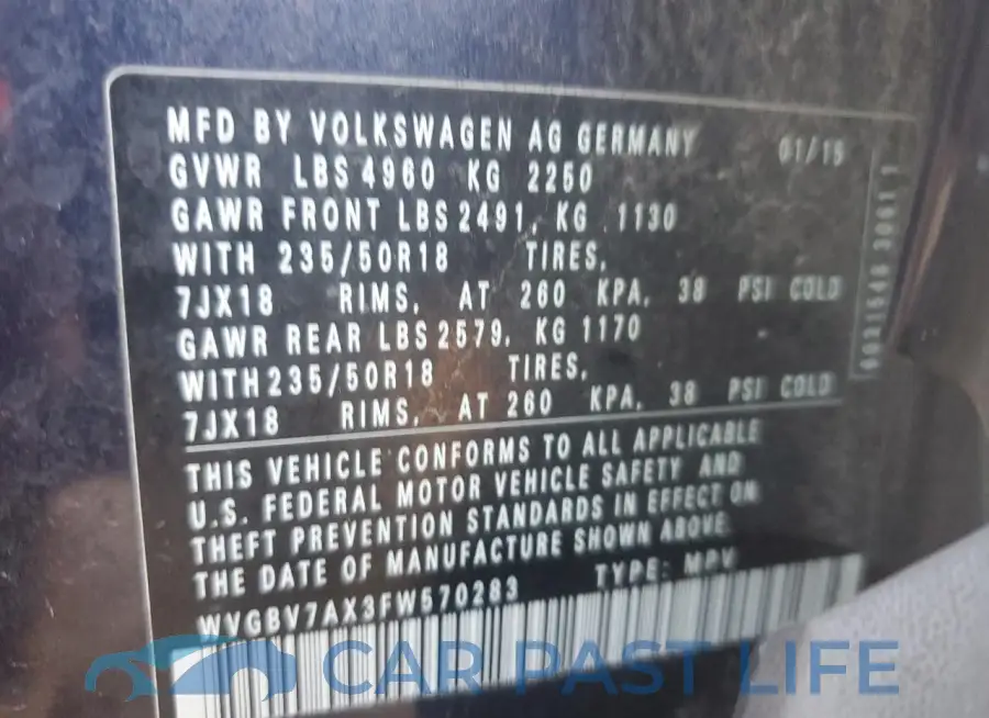 WVGBV7AX3FW570283# 12